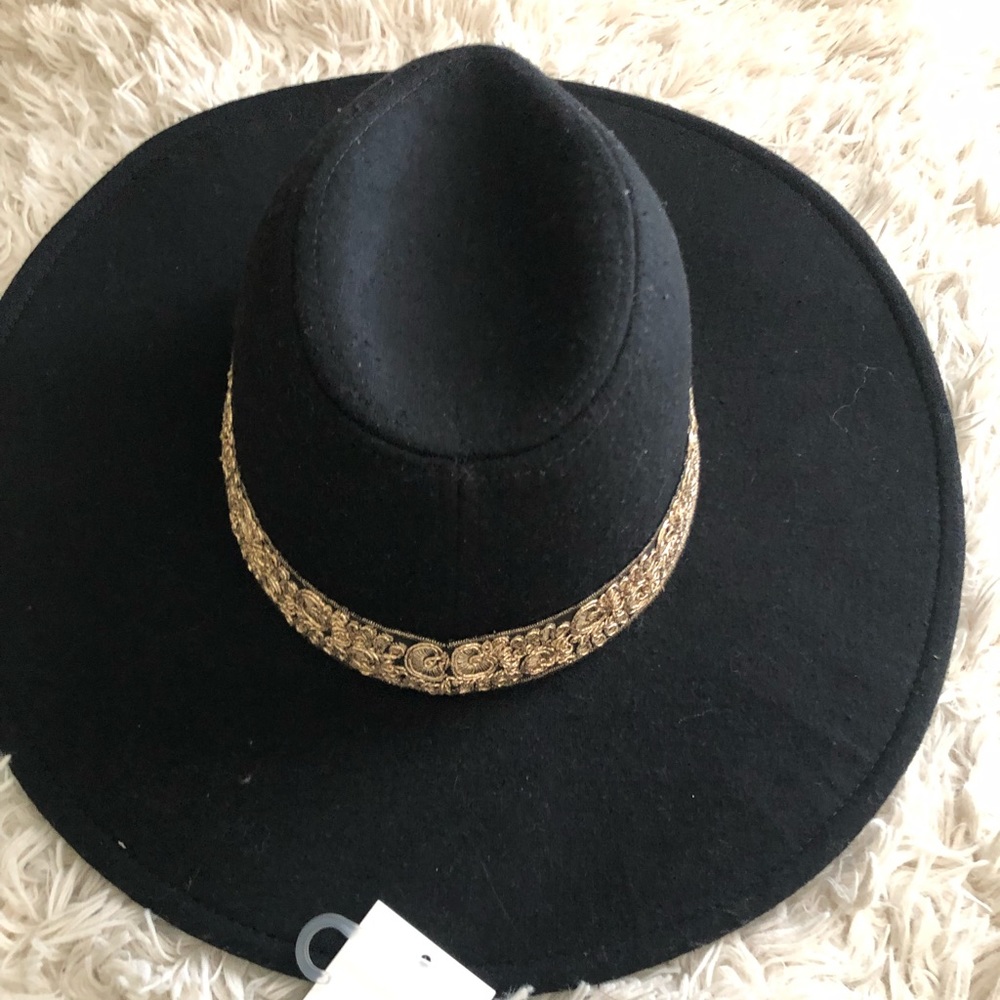 Black wide embroidered fedora - Picture 3 of 3